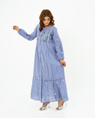 Luxury Lilac Embroidered Lawn Maxi – Premium Pintuck Detailed Modest Summer Dress | Ready-to-Wear