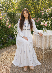 Luxury White Embroidered Lawn Maxi – Premium Pintuck Detailed Modest Summer Dress | Ready-to-Wear