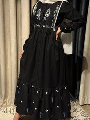 Luxury Black Embroidered Lawn Maxi – Premium Pintuck Detailed Modest Summer Dress | Ready-to-Wear