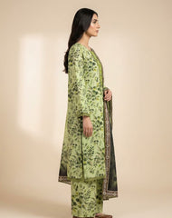 Azure Floral 3-Piece Stitched Summer Lawn Suit – Blue Floral Co-ord Set with Lace Detailing
