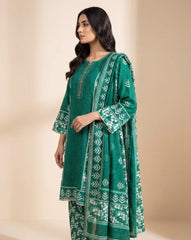 Green and White Embroidered Lawn 3-Piece Ready-to-Wear Suit with Printed Trouser and Lawn Dupatta | Summer Collection