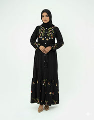 Luxury Black Embroidered Lawn Maxi – Premium Pintuck Detailed Modest Summer Dress | Ready-to-Wear